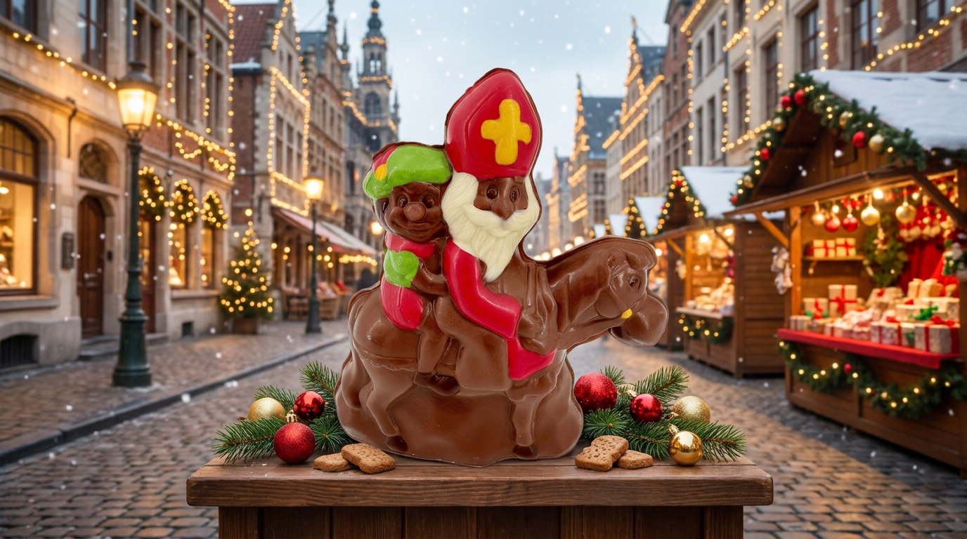 Milk chocolate Saint Nicholas riding his horse: 230grs of Belgian craft