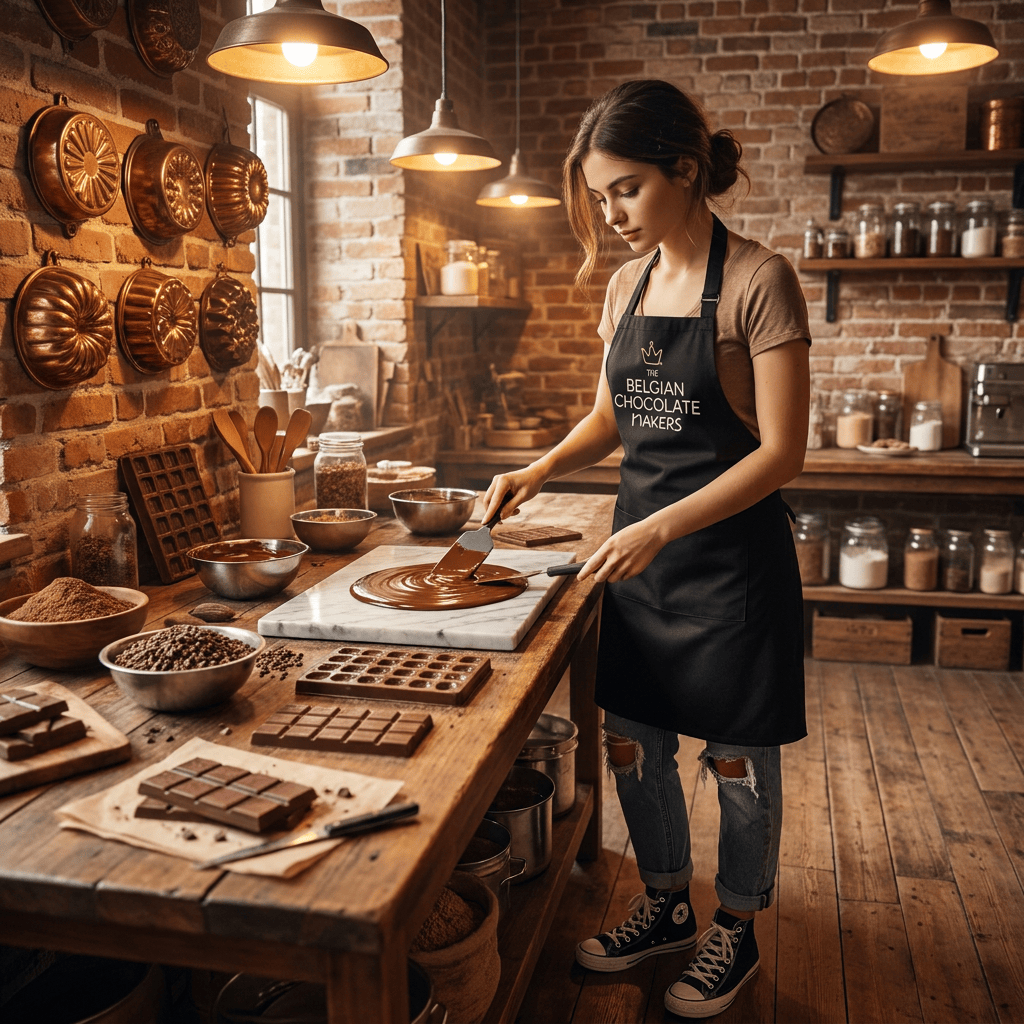 Black apron (adult size) 5407008473907 The Belgian Chocolate Makers