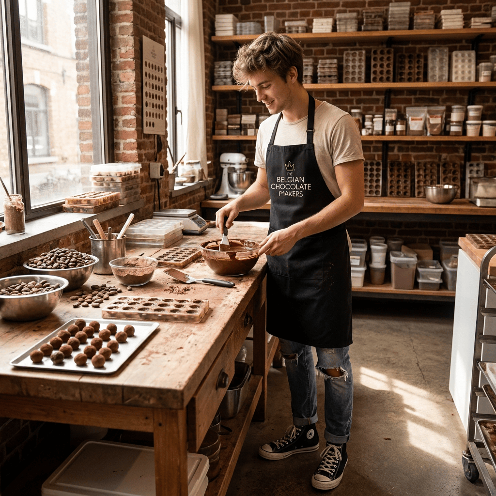 Black apron (adult size) 5407008473907 The Belgian Chocolate Makers