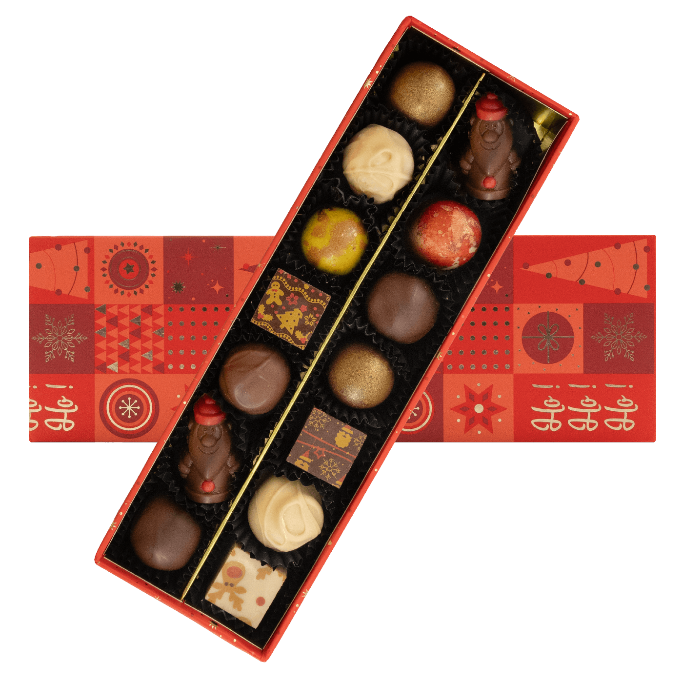 Christmas 14 pralines and truffles box ho-ho-ho 225g 5407008479428 The Belgian Chocolate Makers