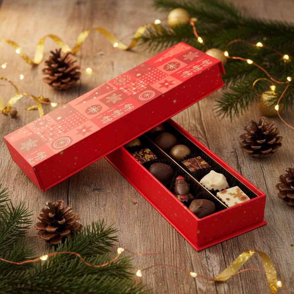 Christmas 14 pralines and truffles box ho-ho-ho 225g 5407008479428 The Belgian Chocolate Makers