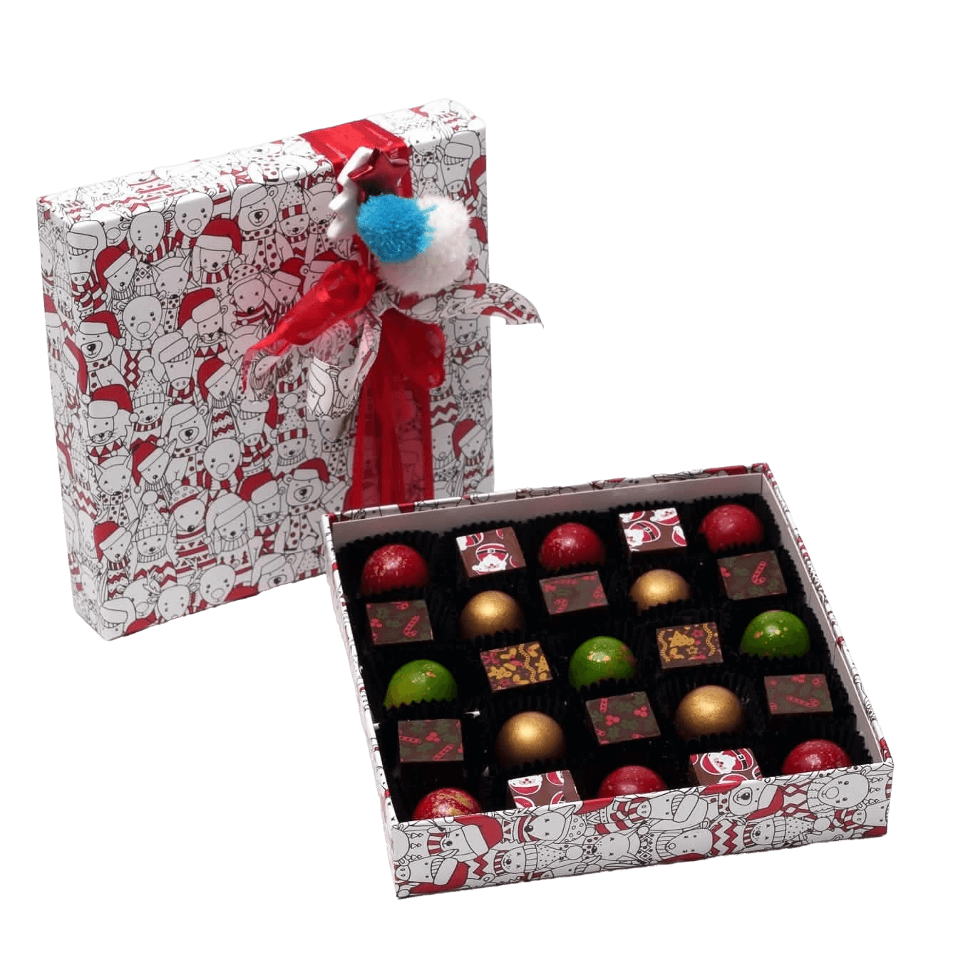 Christmas box 25 pralines 375g 5407008477943 The Belgian Chocolate Makers