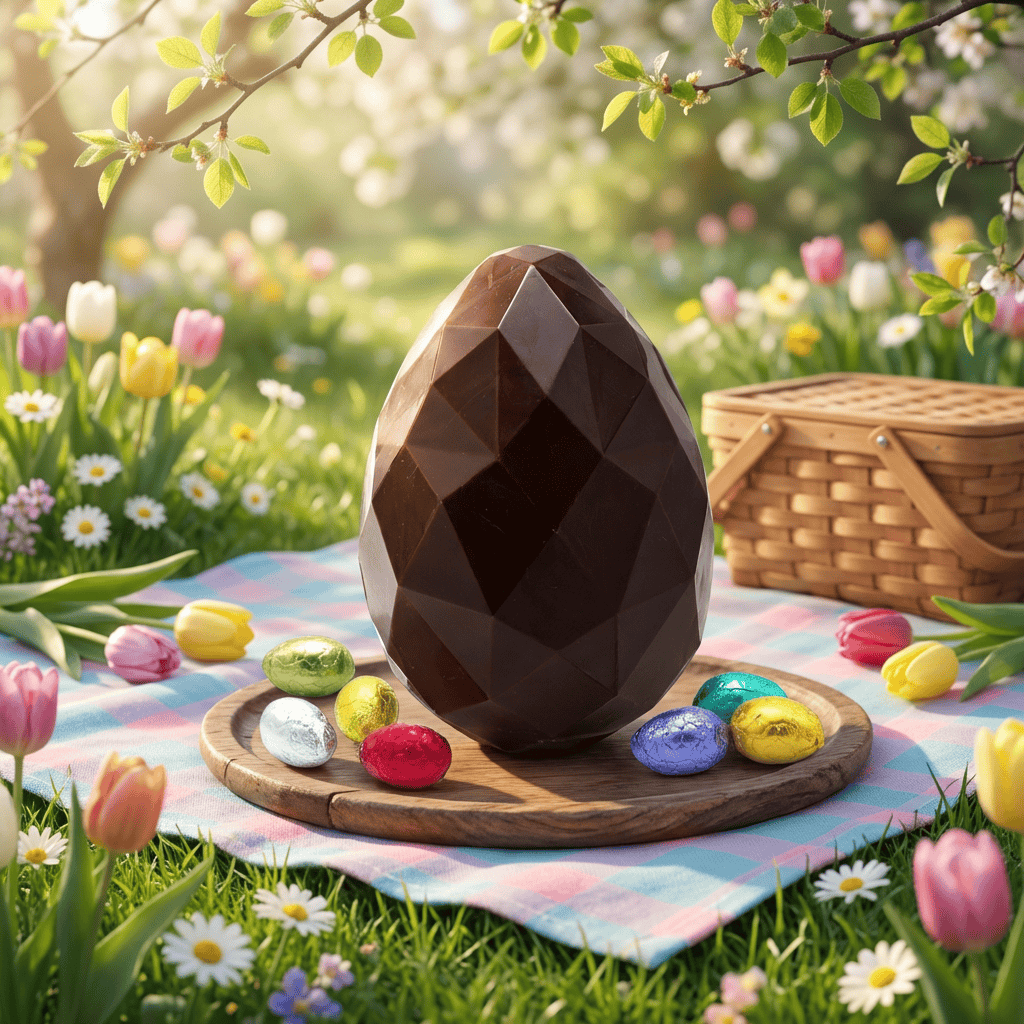 Dark chocolate diamond Easter egg with small eggs inside 300g 5407008475529 The Belgian Chocolate Makers