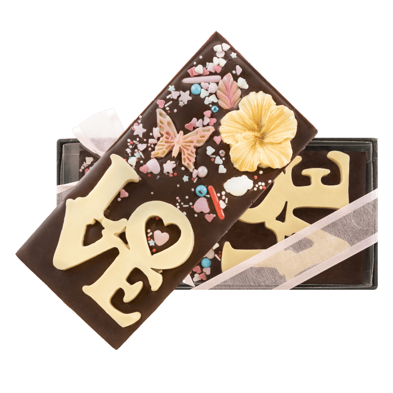 Dark chocolate red love bar 120g 5407008477172 The Belgian Chocolate Makers