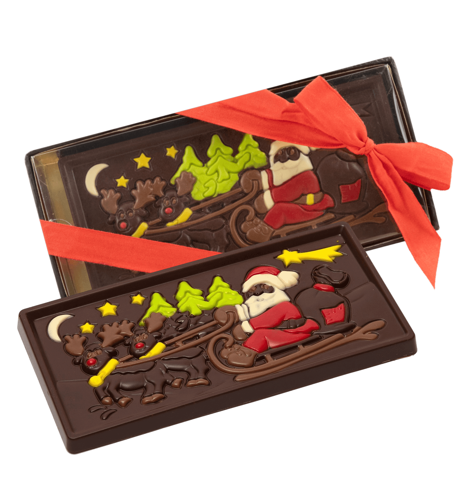 Dark chocolate Santa on a sledge bar 105g 5407008477462 The Belgian Chocolate Makers
