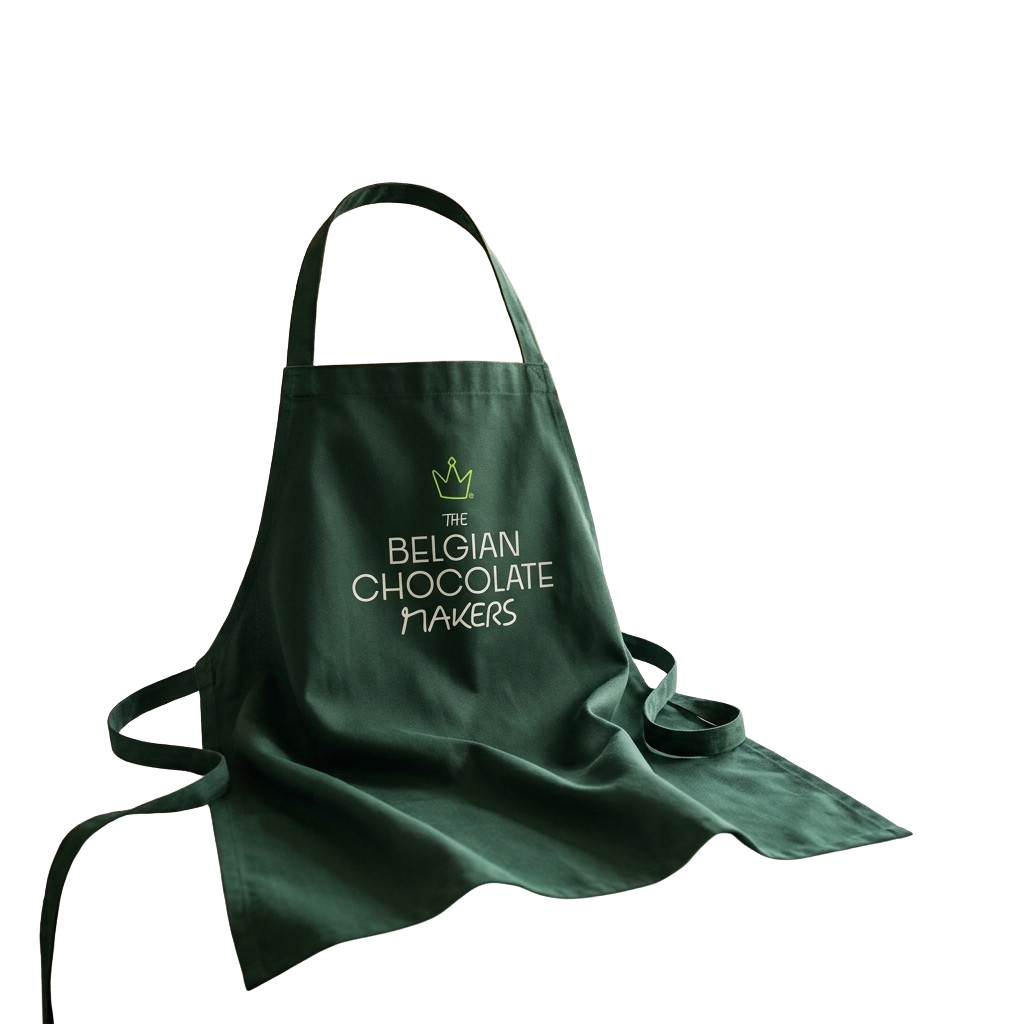 Embroidered green apron (adult size) The Belgian Chocolate Makers