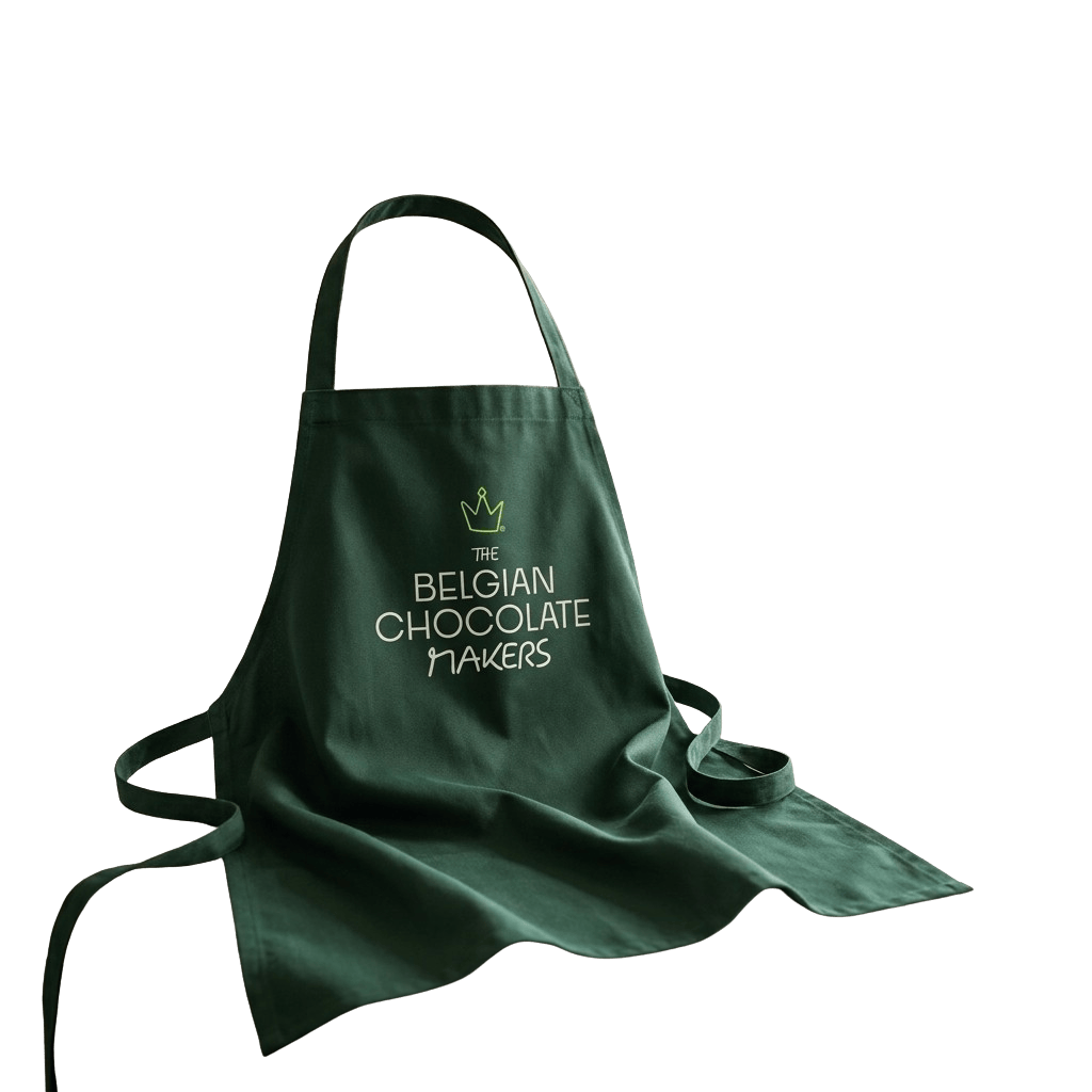 Embroidered green apron (adult size) The Belgian Chocolate Makers