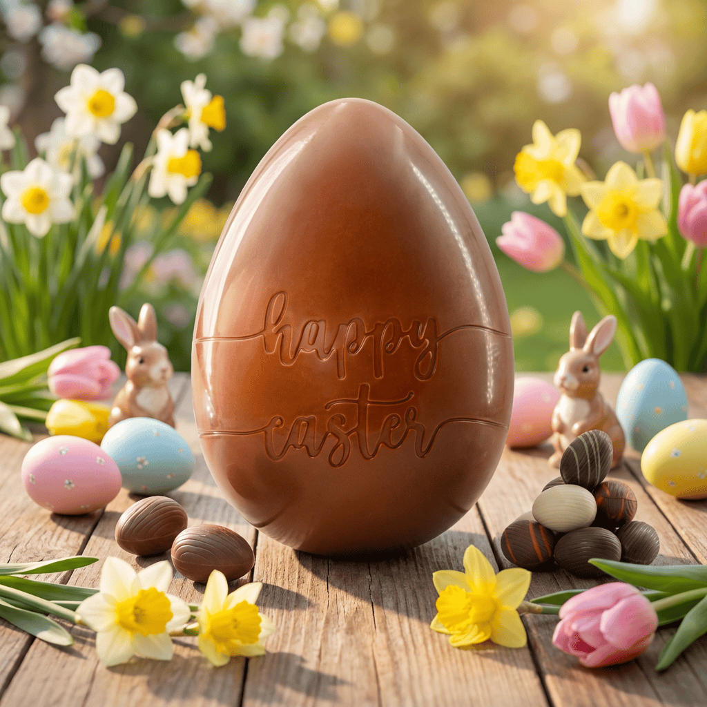 Happy Easter milk chocolate egg 450g 5407008478193 The Belgian Chocolate Makers