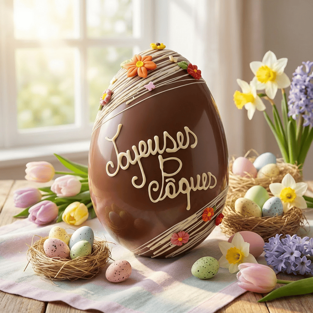Joyeuses Pâques milk chocolate Easter egg 800g 5407008479640 The Belgian Chocolate Makers