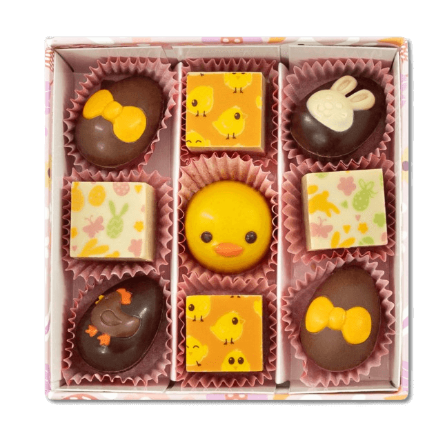 Looping box of 9 Easter pralines 135g 5407008478810 The Belgian Chocolate Makers