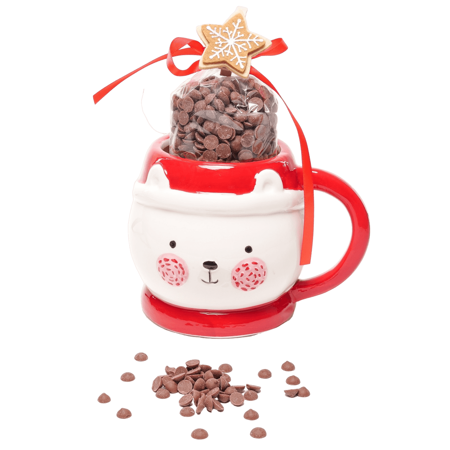 Milk chocolate drops in a Christmas bear mug 200g 5407008477813 The Belgian Chocolate Makers