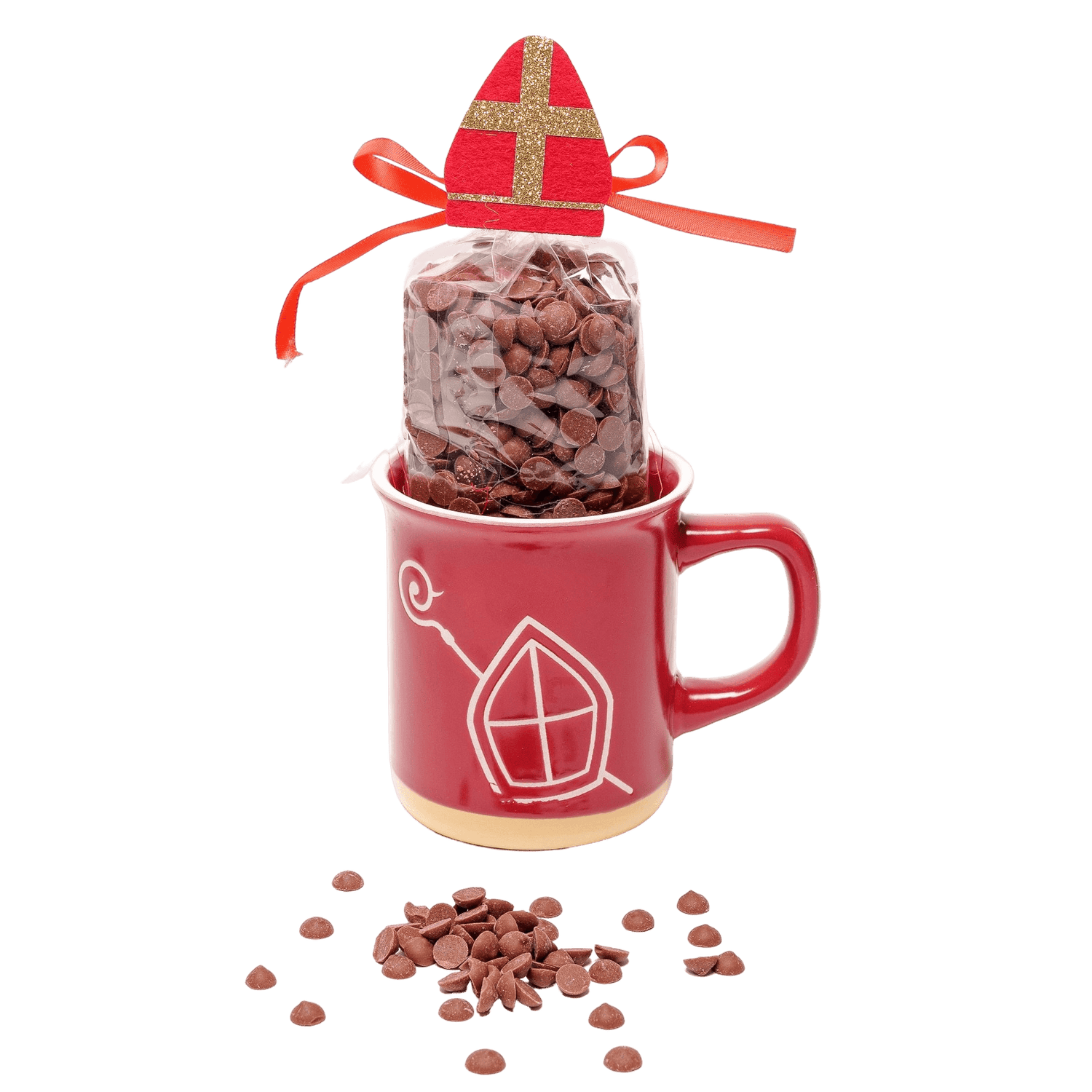 Milk chocolate drops in Saint Nicholas mug 200g 5407008477752 The Belgian Chocolate Makers