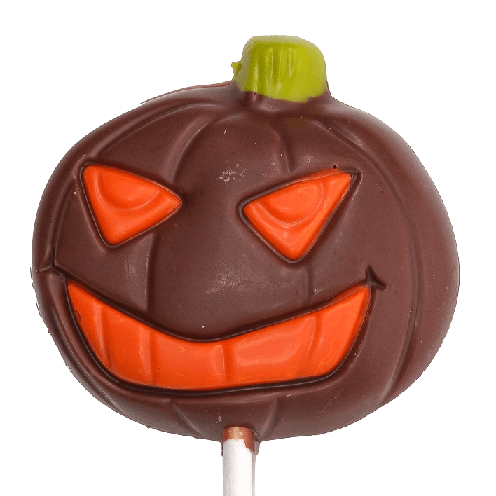 Milk chocolate pumpkin lollipop 5407008477776 The Belgian Chocolate Makers