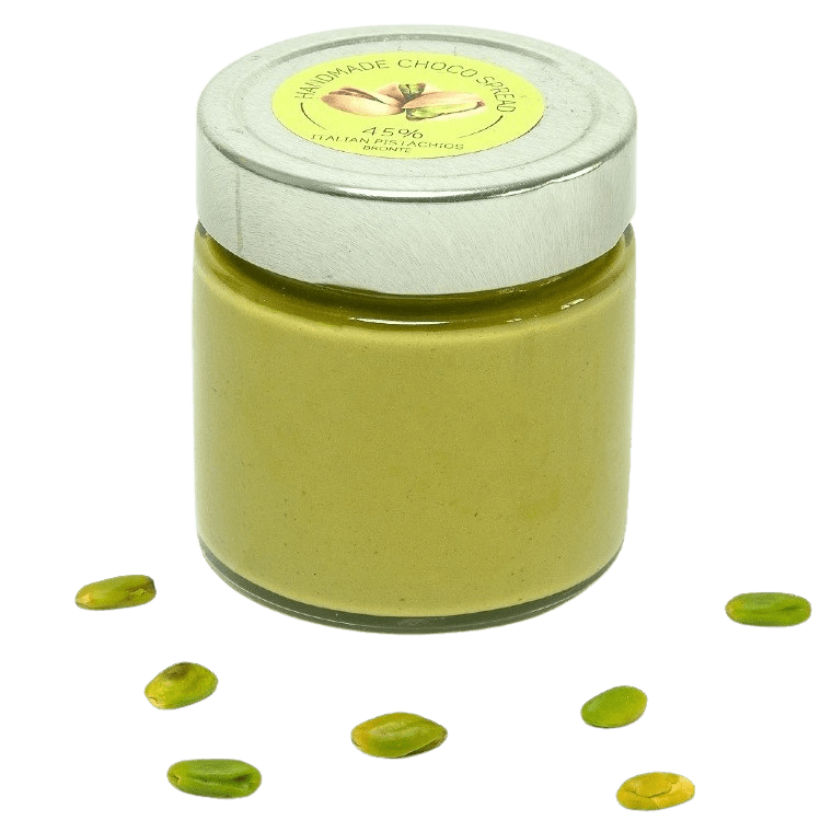 Pistachio spread 250g with 45% Bronte DOP fresh pistachios 5407008476373 The Belgian Chocolate Makers