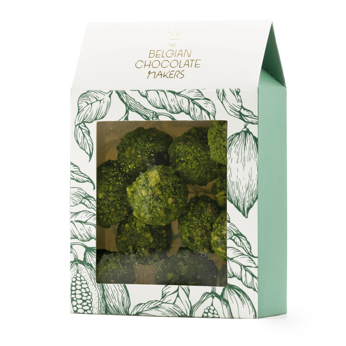 Pouch of Belgian truffles with pistachio coating 160g 5407008471064 The Belgian Chocolate Makers