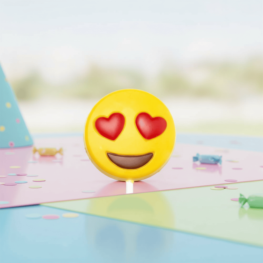 White chocolate emoji love lollipop 25g 5407008476663 The Belgian Chocolate Makers