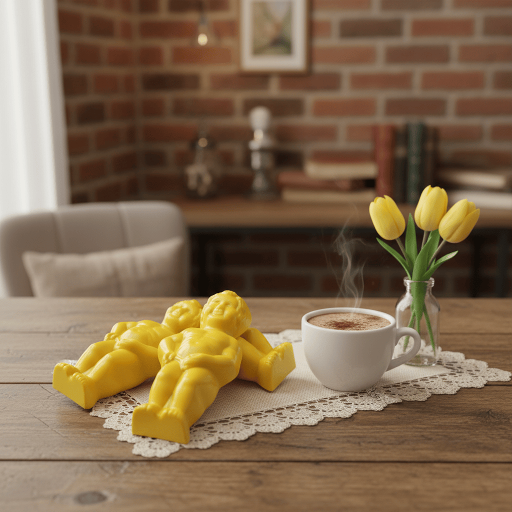 White chocolate Manneken Pis (yellow) 2x20g 5407008476748 The Belgian Chocolate Makers
