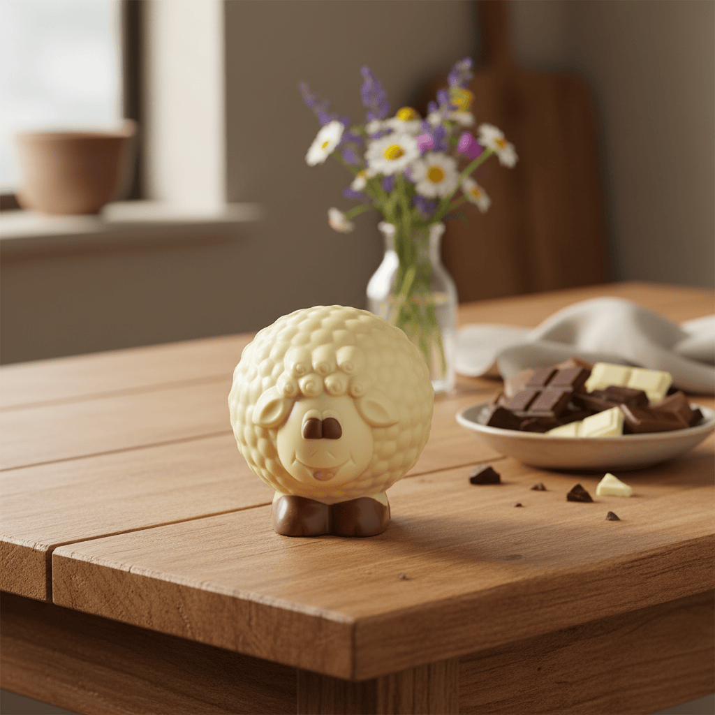 White chocolate sheep 130g 5407008476540 The Belgian Chocolate Makers