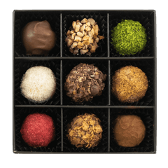 Black temptation box of 9 chocolate truffles 135g 5407008478377 The Belgian Chocolate Makers