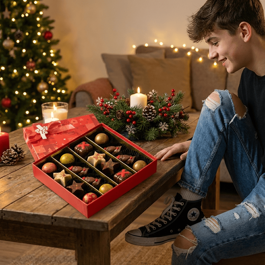 Christmas 16 pralines box ho-ho-ho 240g 5407008479435 The Belgian Chocolate Makers