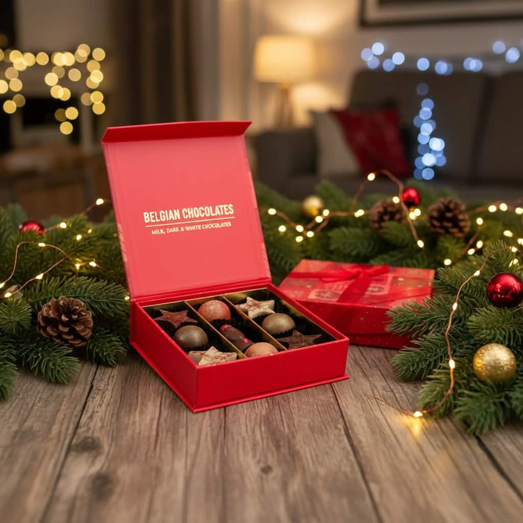 Christmas 9 pralines box ho-ho-ho 135g 5407008479411 The Belgian Chocolate Makers