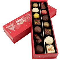 Christmas village box 14 pralines and truffles 225g 5407008478490 The Belgian Chocolate Makers
