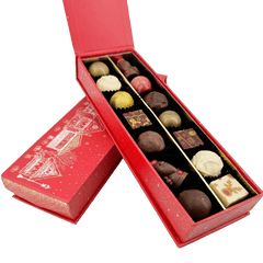 Christmas village box 14 pralines and truffles 225g 5407008478490 The Belgian Chocolate Makers