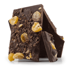 Dark chocolate broken bars with kumquat and cacao nibs 5407008479213 The Belgian Chocolate Makers