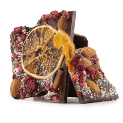 Dark chocolate broken bars with raspberry, almond and orange 5407008479138 The Belgian Chocolate Makers