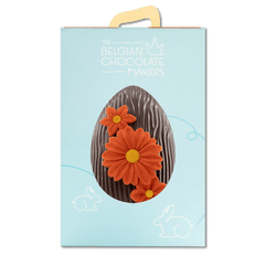 Dark chocolate daisy Easter egg 380g with mini eggs inside 5407008478162 The Belgian Chocolate Makers