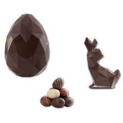 Dark chocolate diamond Easter egg with small eggs inside 220g 5407008471613 The Belgian Chocolate Makers