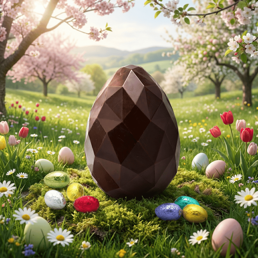 Dark chocolate diamond Easter egg with small eggs inside 300g 5407008475529 The Belgian Chocolate Makers