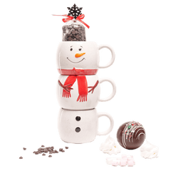 Dark chocolate drops in three snowman mugs 200g 5407008471521 The Belgian Chocolate Makers