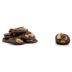 Dark chocolate mendiants with cashew, pistachio, raisin and pecan chunks 5407008470272 The Belgian Chocolate Makers