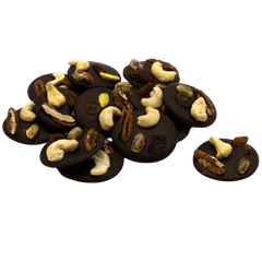 Dark chocolate mendiants with cashew, pistachio, raisin and pecan chunks 5407008470272 The Belgian Chocolate Makers
