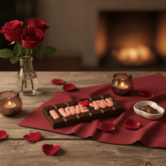 Dark chocolate messaging bar 45g "I LOVE YOU" 5407008474881 The Belgian Chocolate Makers
