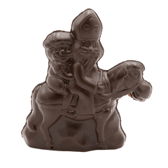 Dark chocolate Saint Nicholas riding his horse 230g 5407008471316 The Belgian Chocolate Makers