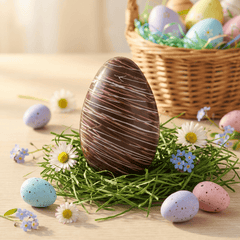 Dark chocolate stripped Easter egg 200g 5407008471651 The Belgian Chocolate Makers