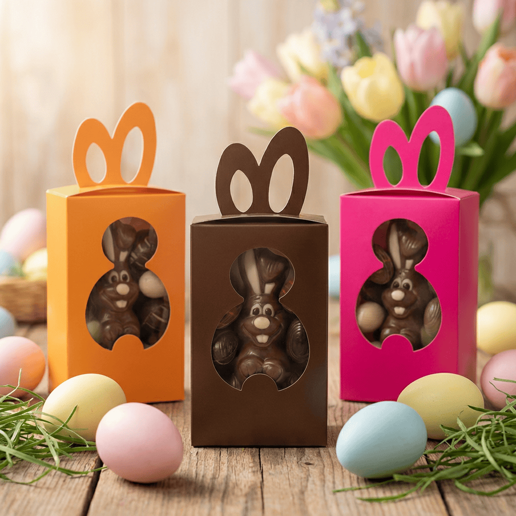 Easter chocolate eggs (20) with chocolate bunny 5407008478117 The Belgian Chocolate Makers