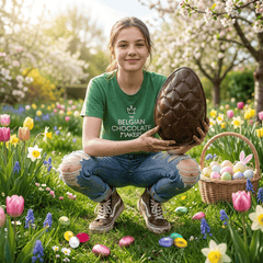 Elegant dark chocolate Easter egg with mini eggs inside 320g 5407008471699 The Belgian Chocolate Makers