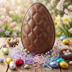 Elegant milk chocolate Easter egg with mini eggs inside 320g 5407008471705 The Belgian Chocolate Makers