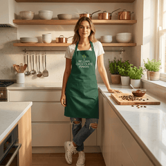 Embroidered green apron (adult size) The Belgian Chocolate Makers