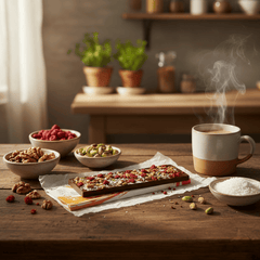 Fantasy milk chocolate bar 375 grs with walnut, pistachio, raspberry and coconut chunks 5407008479091 The Belgian Chocolate Makers