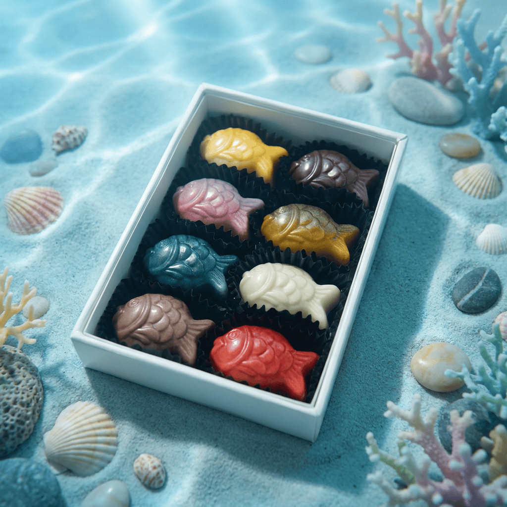 Fish pralines (mix) 120 Grs 5407008477622 The Belgian Chocolate Makers