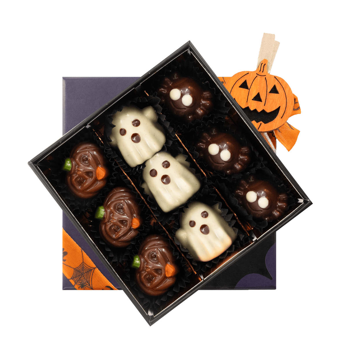Halloween box of 9 Belgian pralines 135g 5407008470173 The Belgian Chocolate Makers
