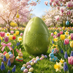 Happy Easter dark chocolate egg 450g 5407008478209 The Belgian Chocolate Makers