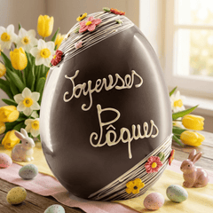 Joyeuses Pâques dark chocolate giant Easter egg 3.5kg 5407008479657 The Belgian Chocolate Makers