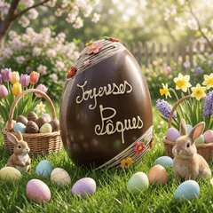 Joyeuses Pâques dark chocolate giant Easter egg 3.5kg 5407008479657 The Belgian Chocolate Makers