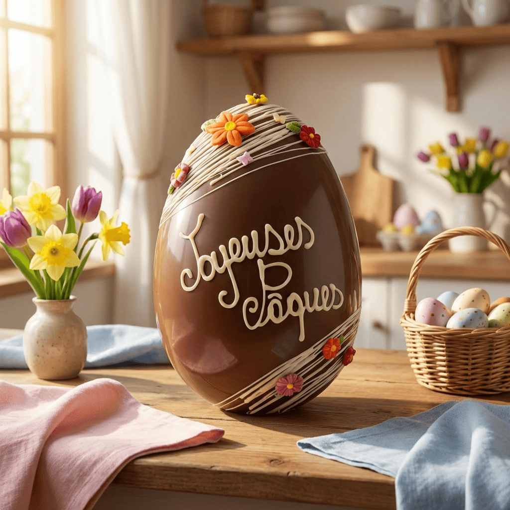 Joyeuses Pâques milk chocolate Easter egg 800g 5407008479640 The Belgian Chocolate Makers