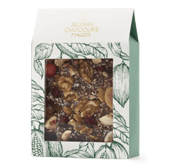 Milk chocolate broken bars with fig, lemon, cranberry, walnut, coconut 5407008479558 The Belgian Chocolate Makers